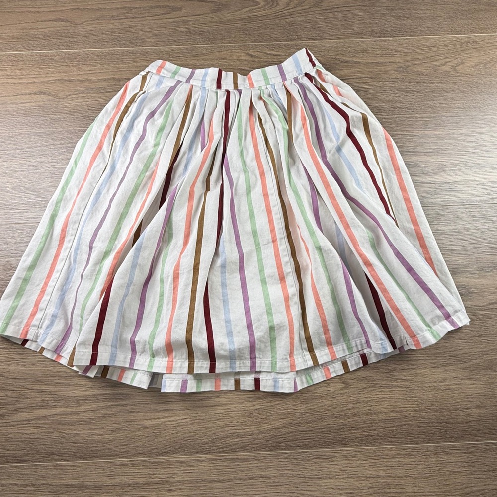ModCloth Aspiration Creation A-line Skirt White Striped Spring Knee Length Large - Picture 2 of 12